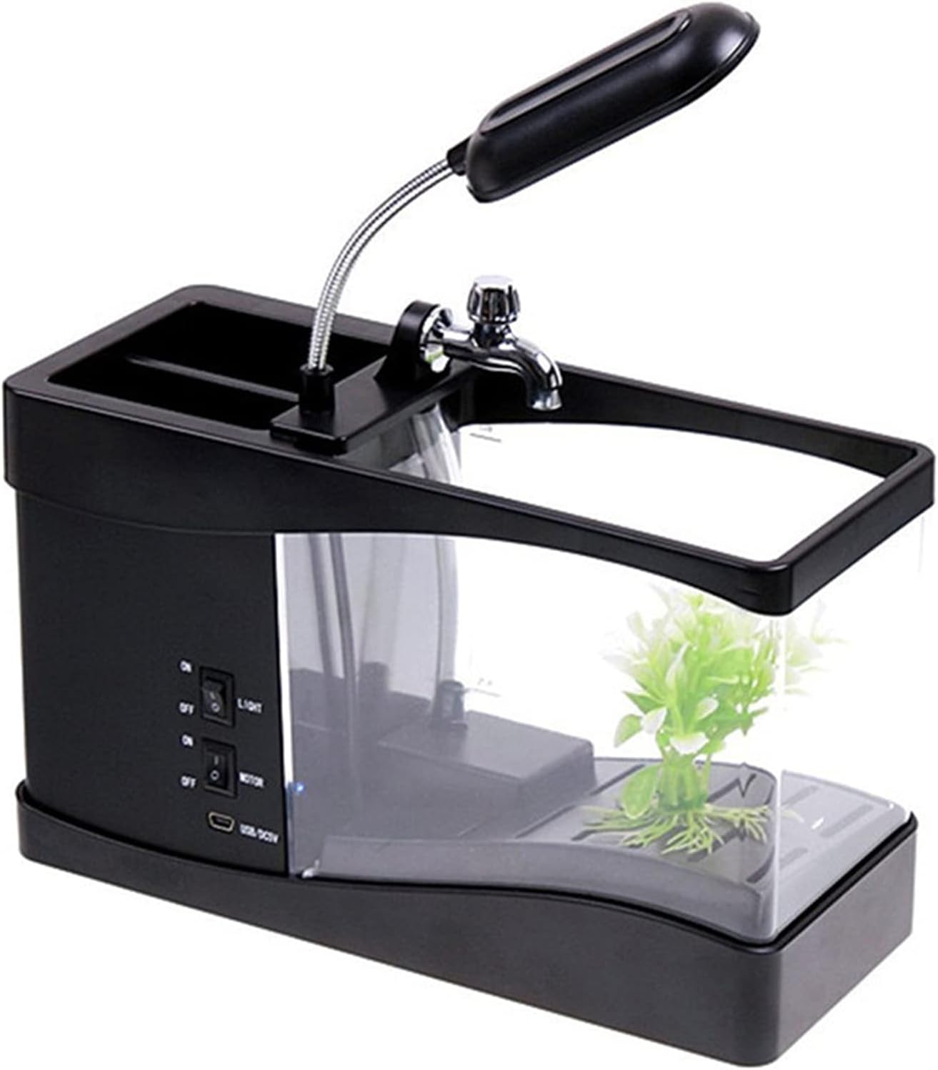 Black Mini Fish Tank With USB Creative Fish Tank