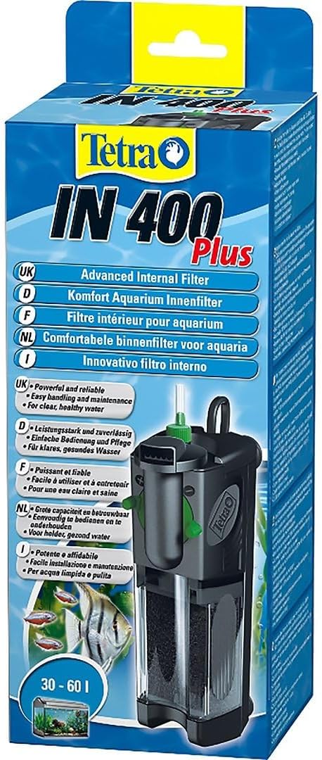 Tetra IN 400 plus Aquarium Internal Filter - Filter for Clear and Healthy Water, Mechanical, Biological and Chemical Filtering, Suitable for Aquariums with 30 to 60 Litres