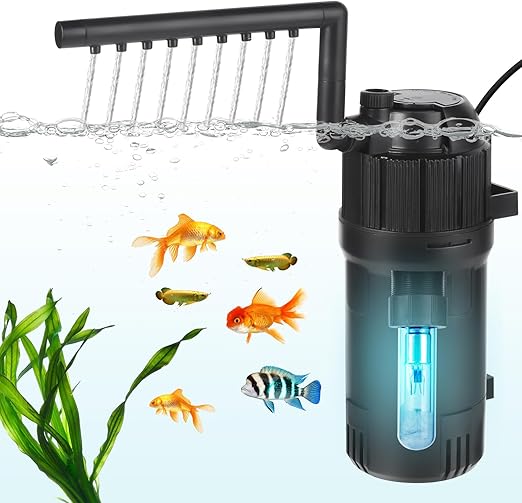 BAITAI Internal UV Fish Tank Filter,400L/H 4W Aquarium Filter Pump