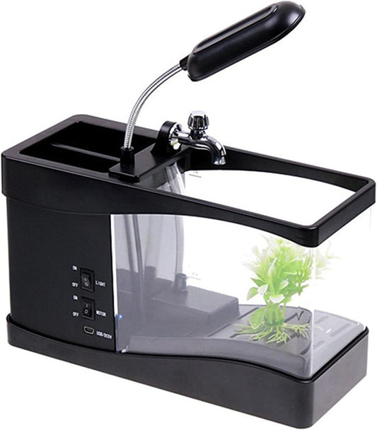 Black Mini Fish Tank With USB Creative Fish Tank