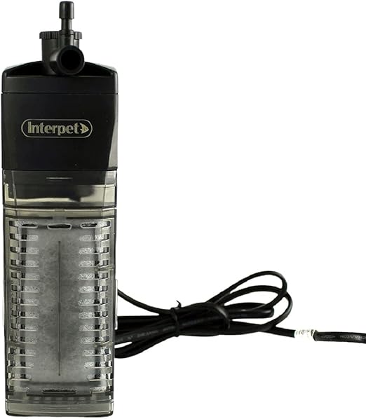 Interpet CPF1 Internal Corner Power Filter, for Aquarium Fish Tanks, Space Saving, Adjustable Flow, Venturi for Aeration, Coldwater, Tropical,Black, clear, Aquariums up to 65L