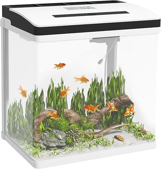 PawHut Glass Aquarium with Filter, Lid and LED Light for Fish